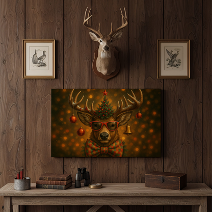 Deer Christmas Party 3D Wrapped Canvas Wall Art