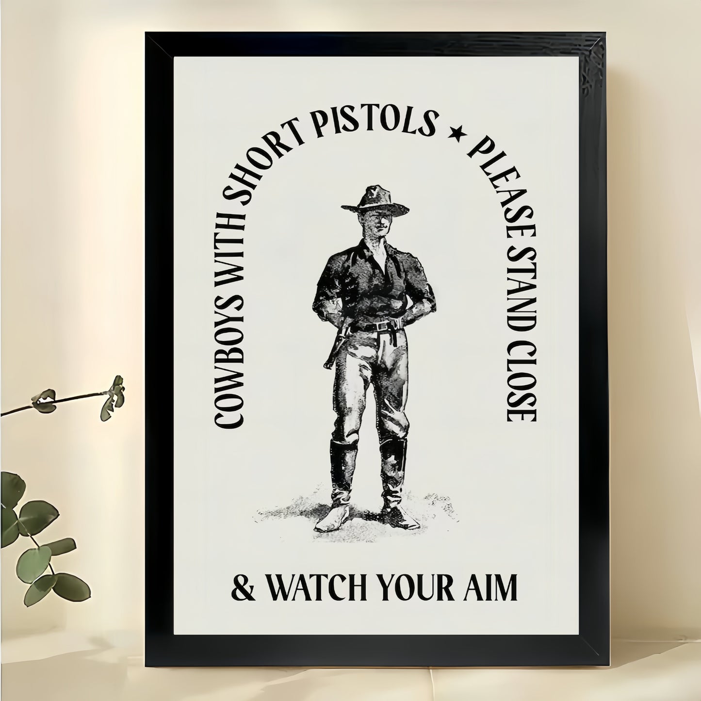 Watch Your Aim Retro Cowboy Humorous Wall Art Western Themed Bathroom & Man Cave Decor