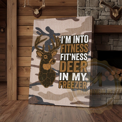 Camouflage Hunting Canvas Art - Funny Deer Fitness Quote Print