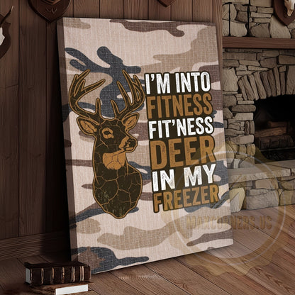 Camouflage Hunting Canvas Art - Funny Deer Fitness Quote Print