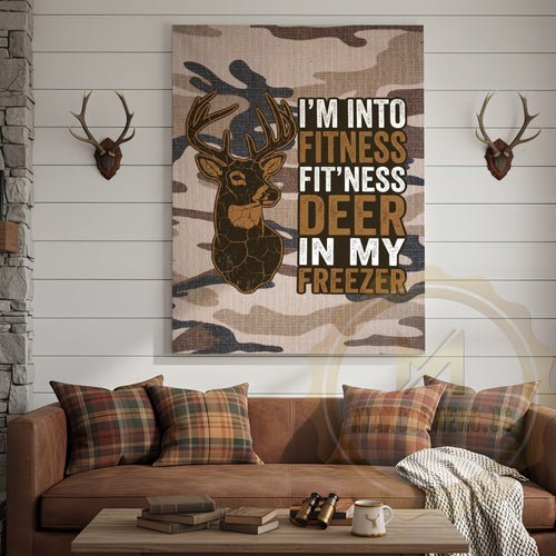 Camouflage Hunting Canvas Art - Funny Deer Fitness Quote Print