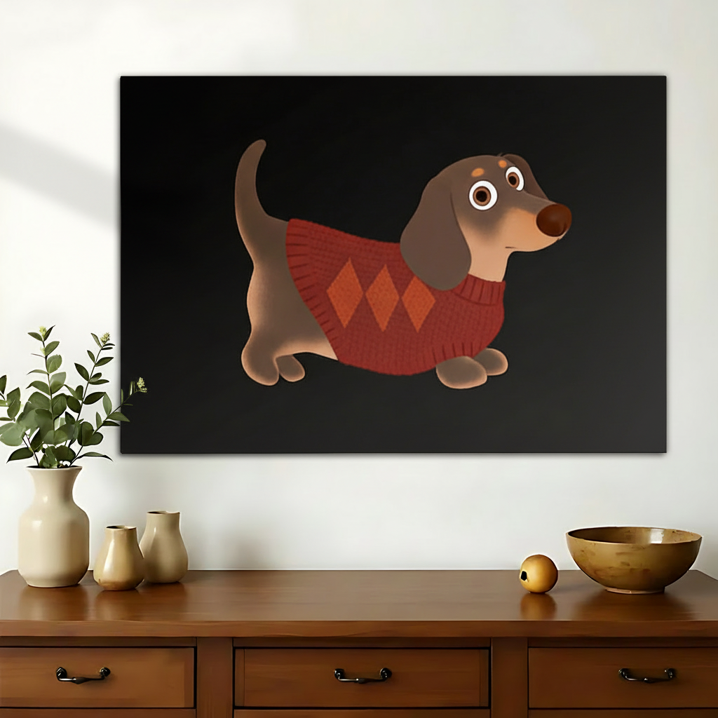 Cute Dachshund in Sweater Wall Art – Perfect Gift for Dog Lovers