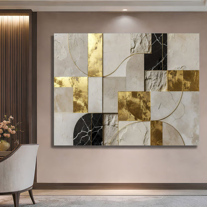 Golden Arc Symphony Abstract Wall Art