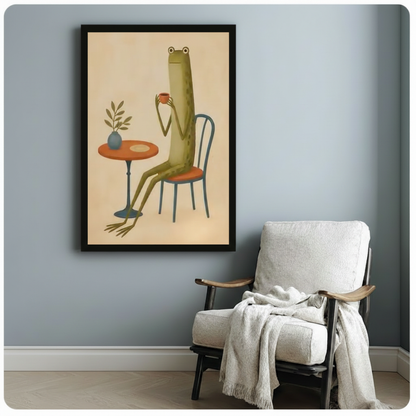 Chill Frog Coffee Retro Vintage Canvas Art Wall Art