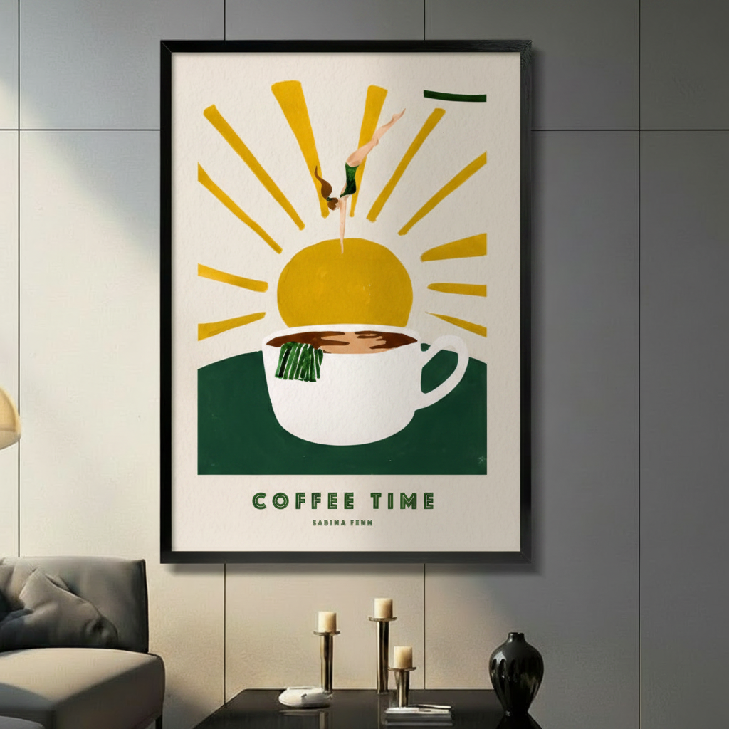 Coffee Time Retro Diver Canvas Wall Art
