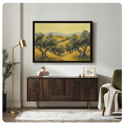 Olive Grove Landscape Canvas Wall Art – Framed