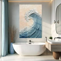 Blue Minimalist Beach Wave Wall Art