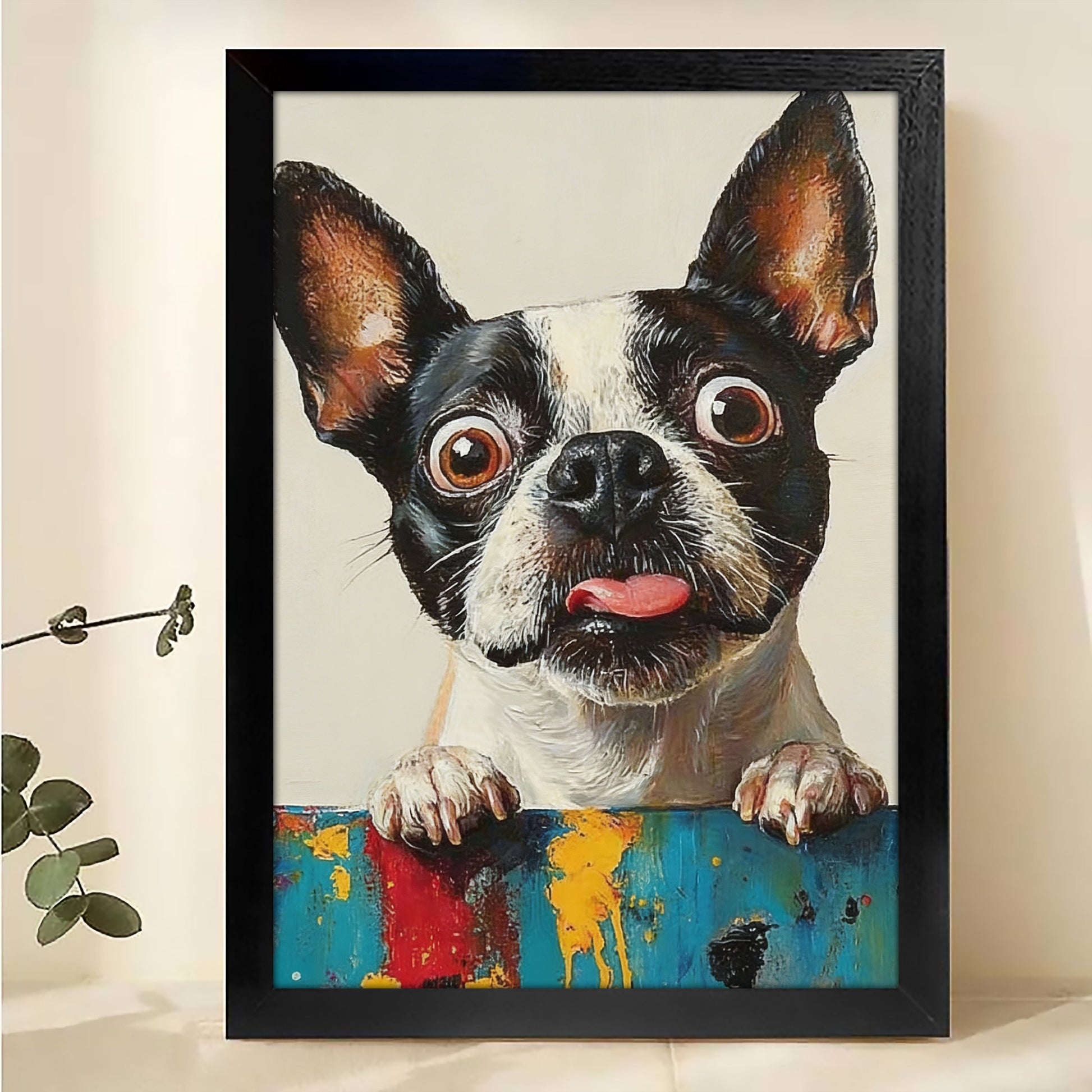 Hand-Painted Dog Canvas Art -Whimsical Pet Wall Decor