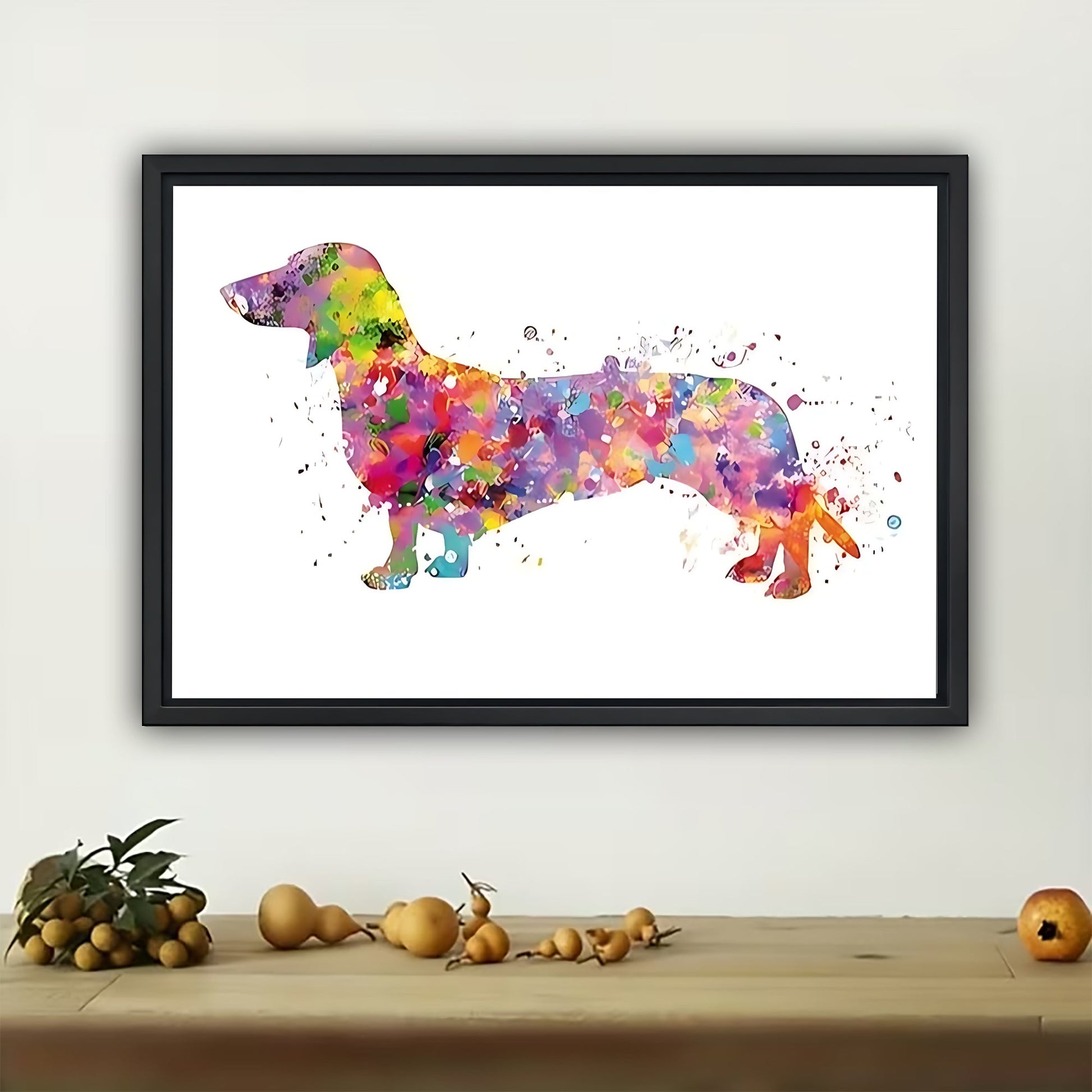 Watercolor Rainbow Dachshund Canvas Art - Vibrant Wiener Dog Wall Decor