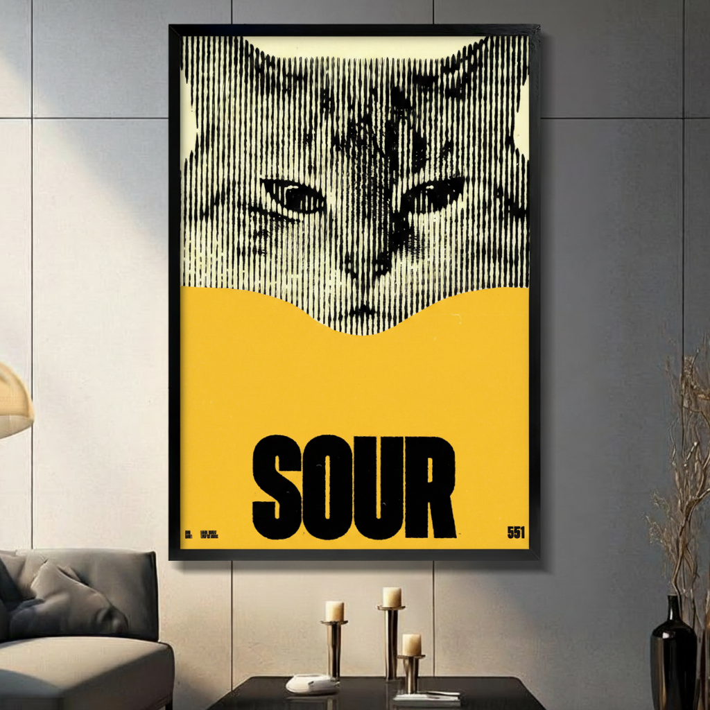 SOUR Cat Canvas Wall Art – Bold Graphic Print