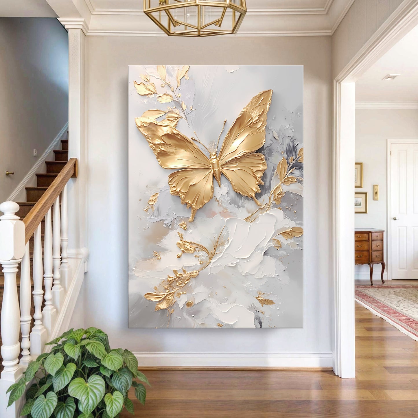 Golden Butterfly Wings Abstract Wall Art