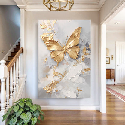 Golden Butterfly Wings Abstract Wall Art