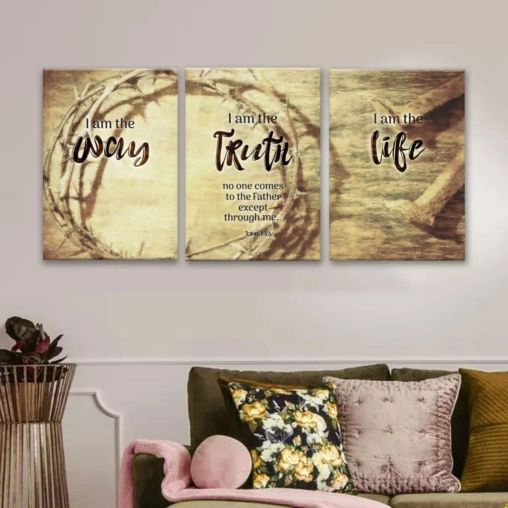 3 panel wall art canvas john 14 6 i am the way and the truth and the life