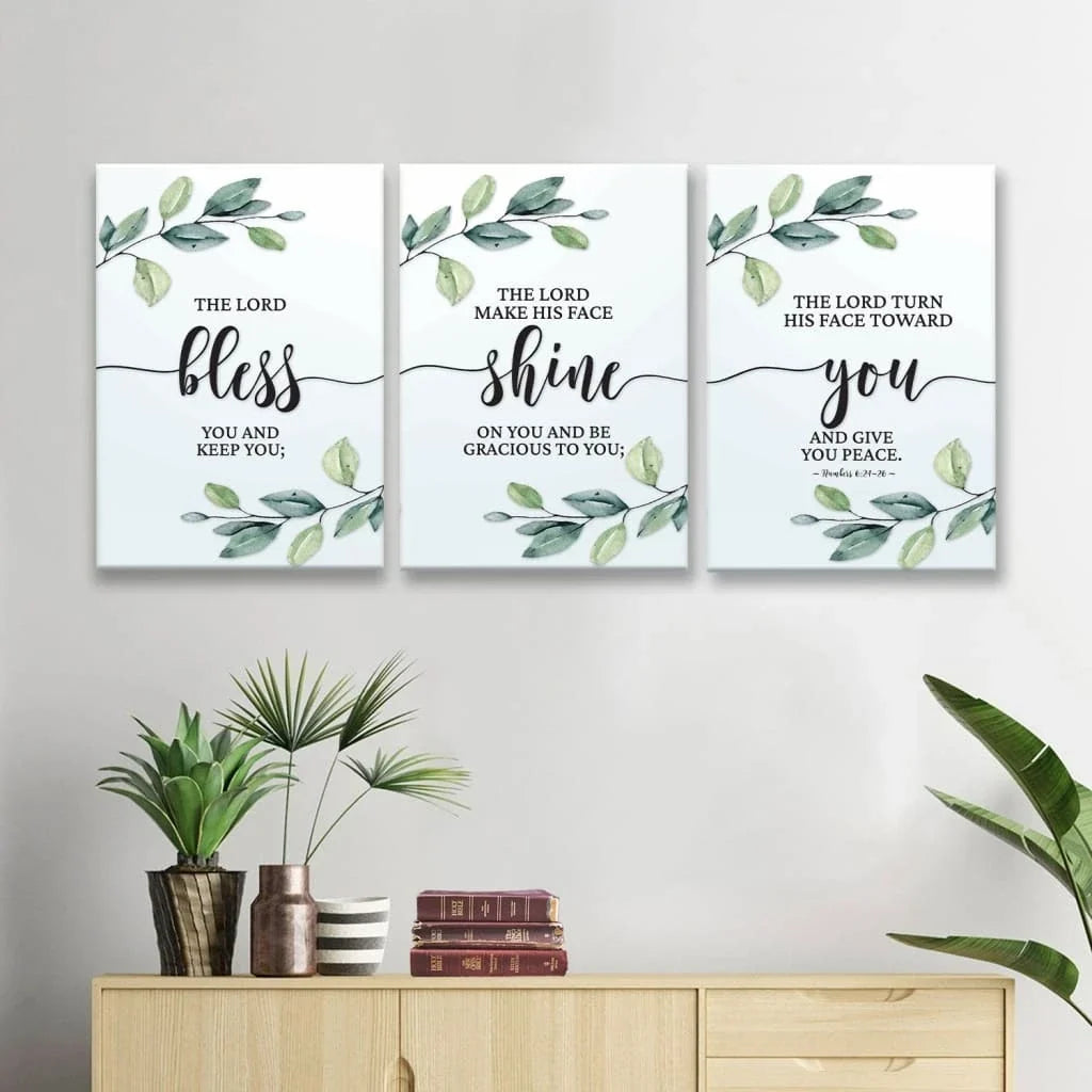 the lord bless you and keep you 3 panel christian wall art canvas (view 2)