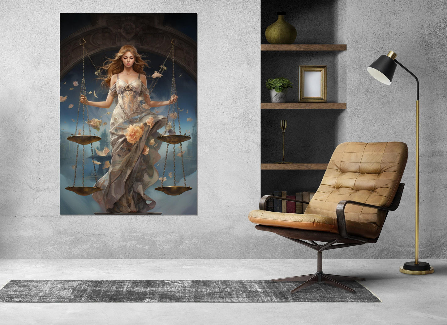 Libra Canvas Print – Zodiac Wall Art Framed, Gallery Wrapped Cotton Canvas