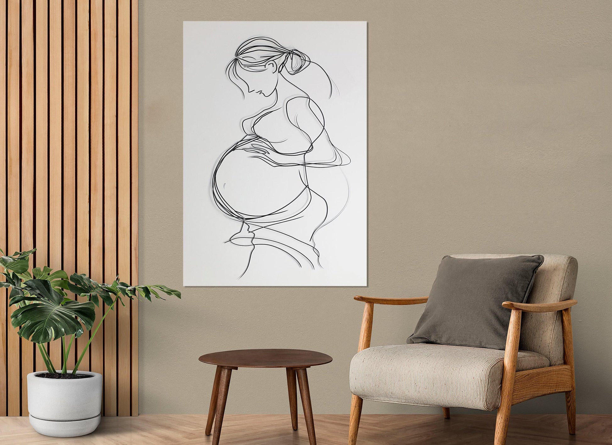 Pregnant Woman Canvas Print – Minimalist Maternity Wall Art | Ready to Hang Cotton Canvas