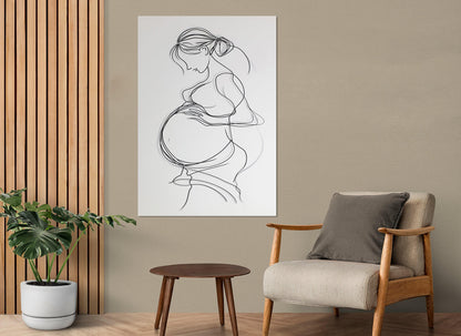 Pregnant Woman Canvas Print – Minimalist Maternity Wall Art | Ready to Hang Cotton Canvas