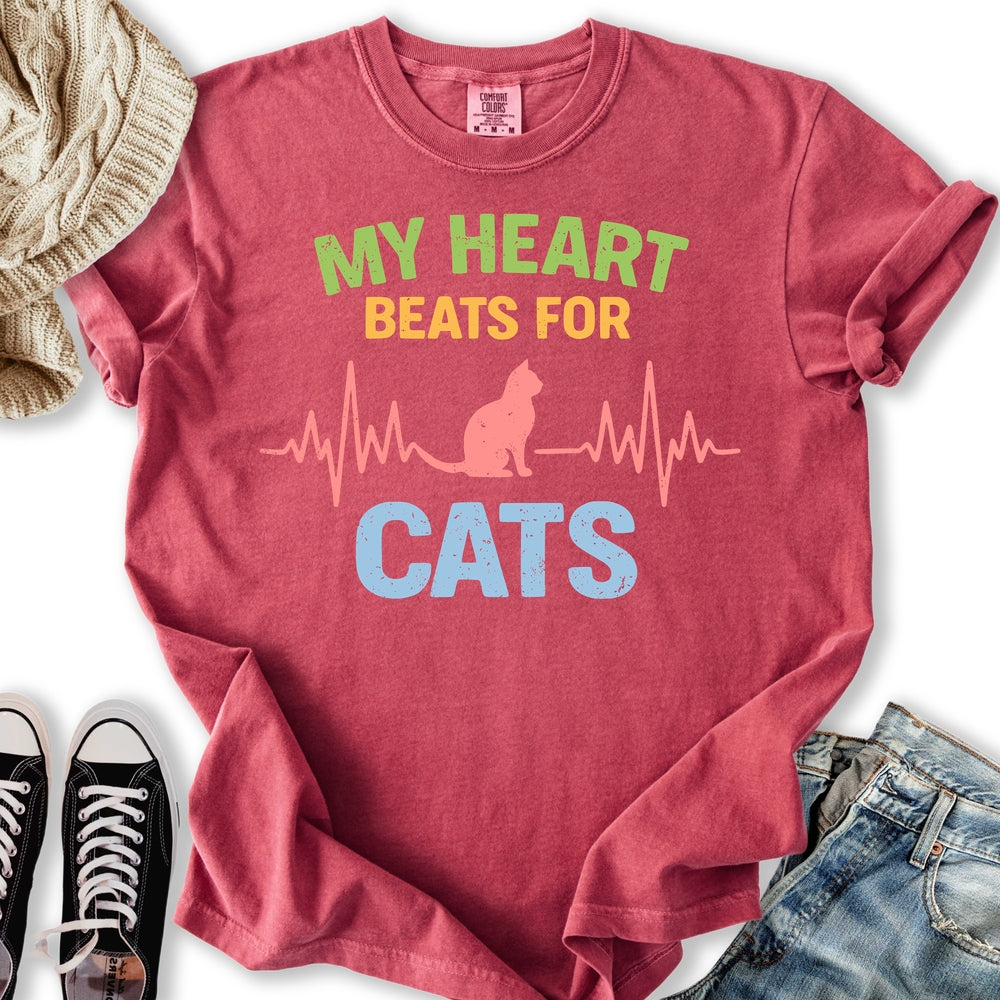 Heart Beats for Cats Relaxed Tee
