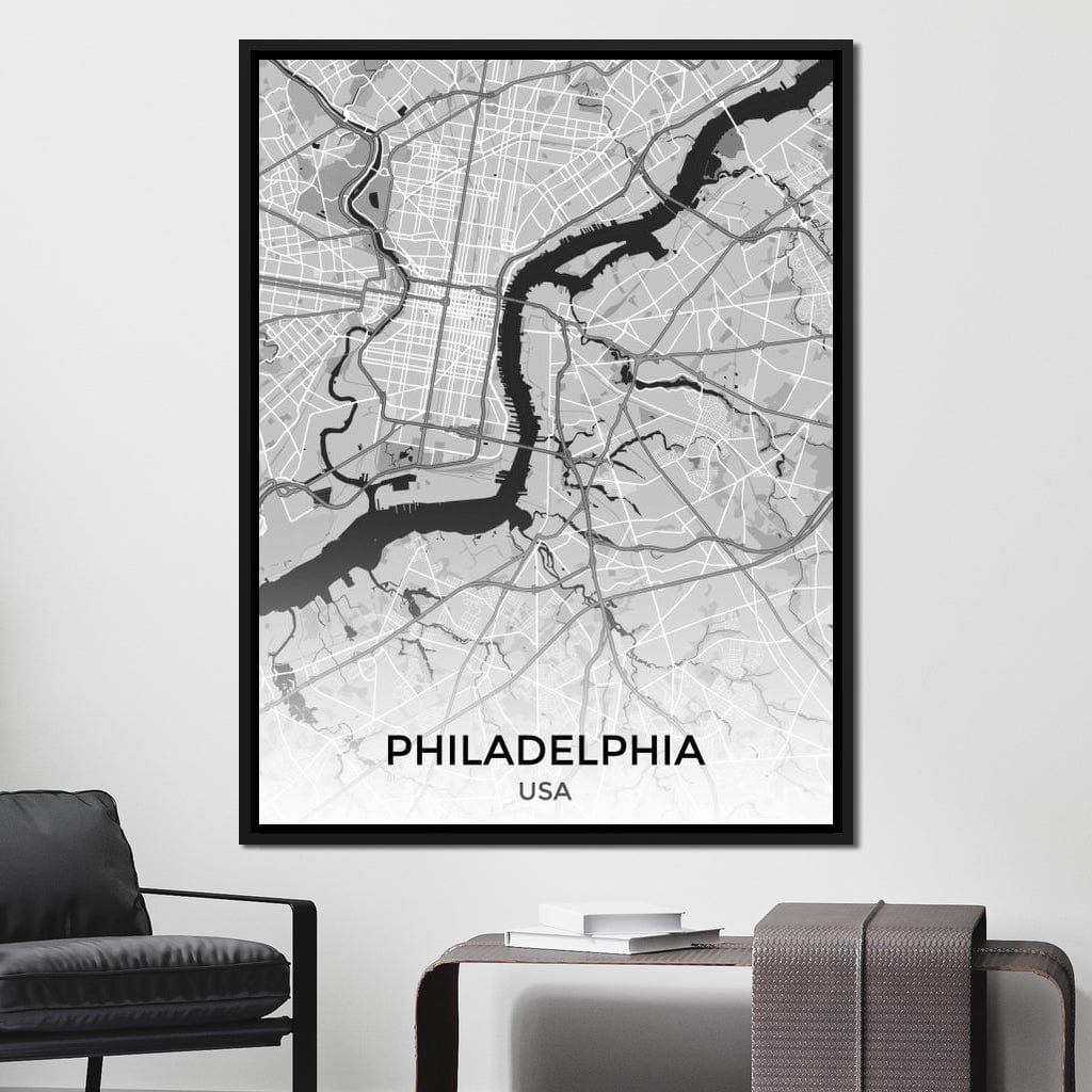 Map of Philadelphia, USA Canvas Wall Art
