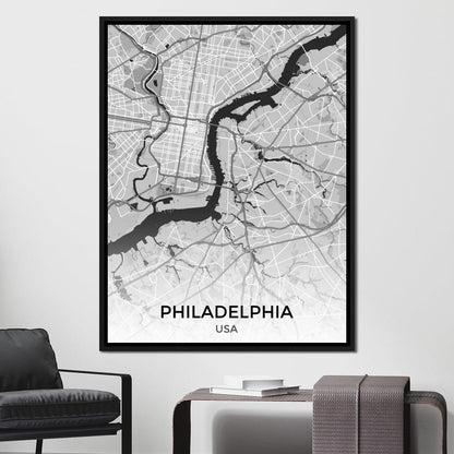 Map of Philadelphia, USA Canvas Wall Art