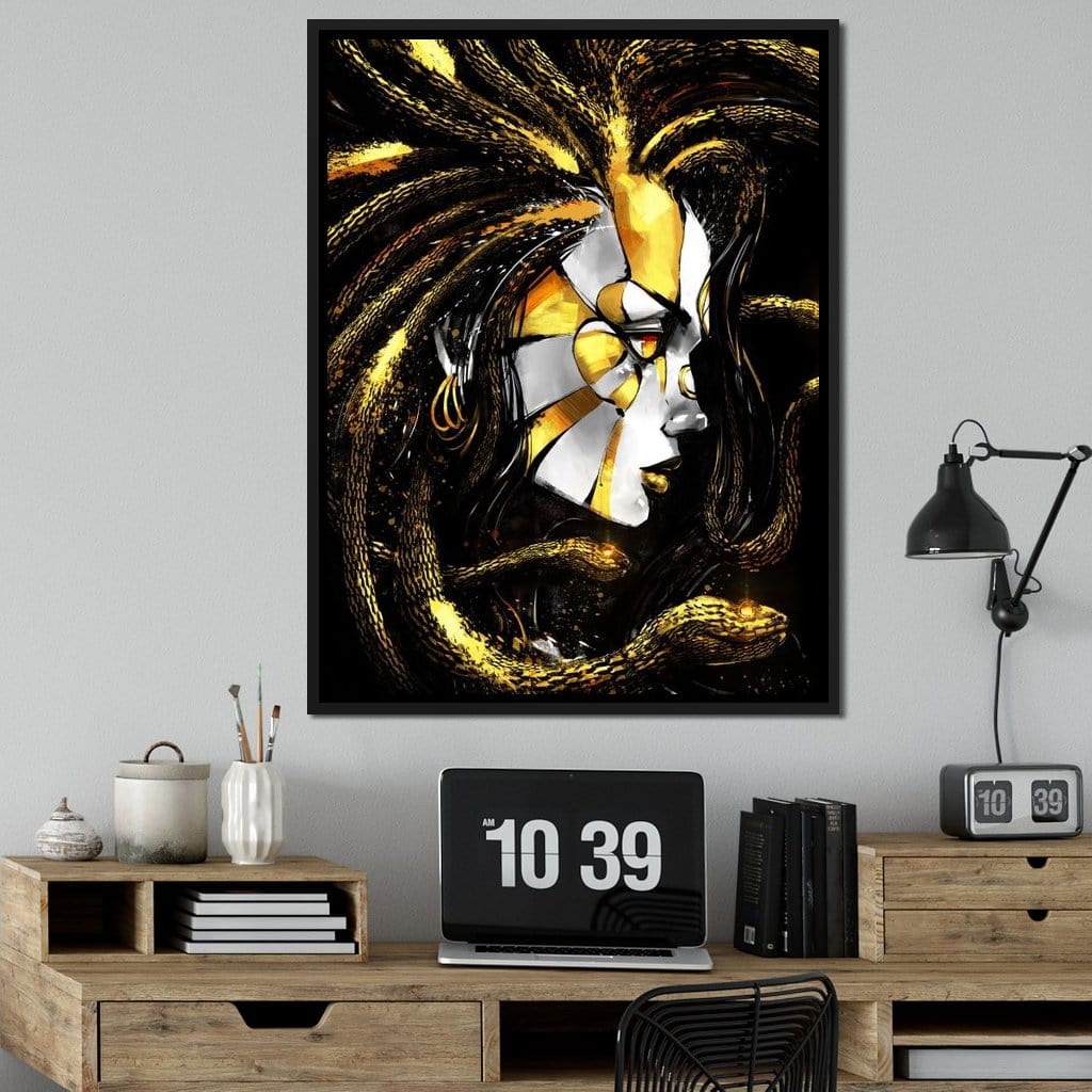 Golden Medusa Canvas Wall Art