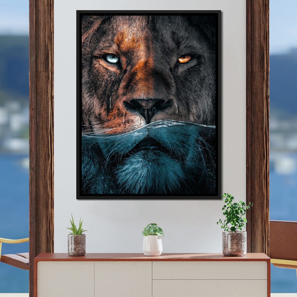 Diving Lion Canvas Wall Art