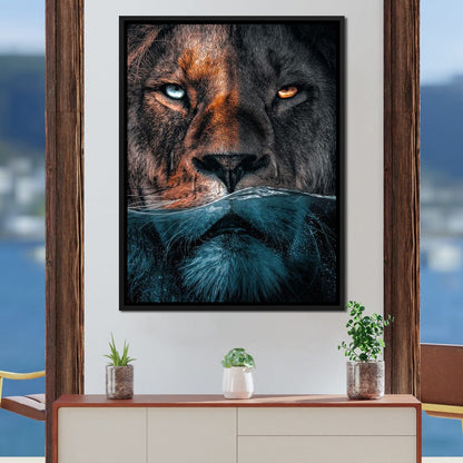 Diving Lion Canvas Wall Art