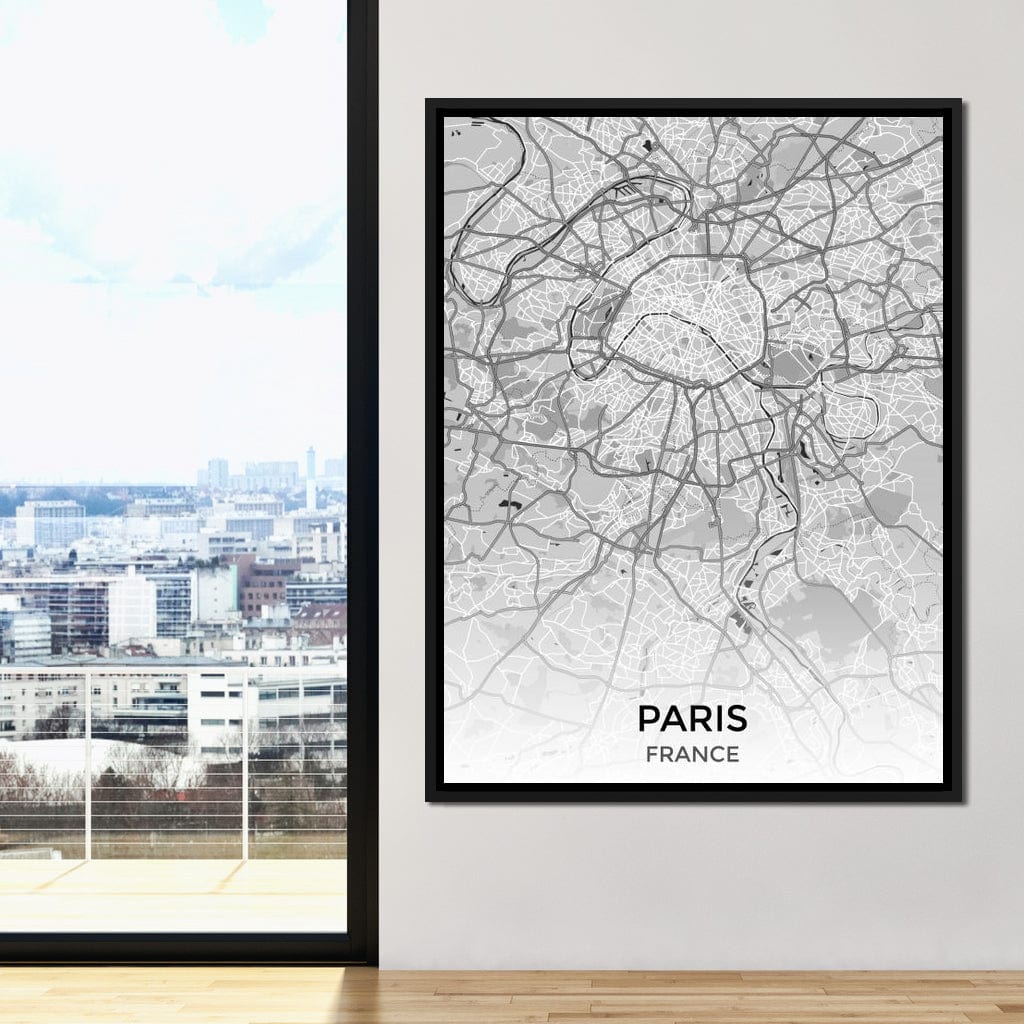 Map of Paris, France Canvas Wall Art