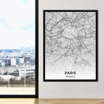 Map of Paris, France Canvas Wall Art