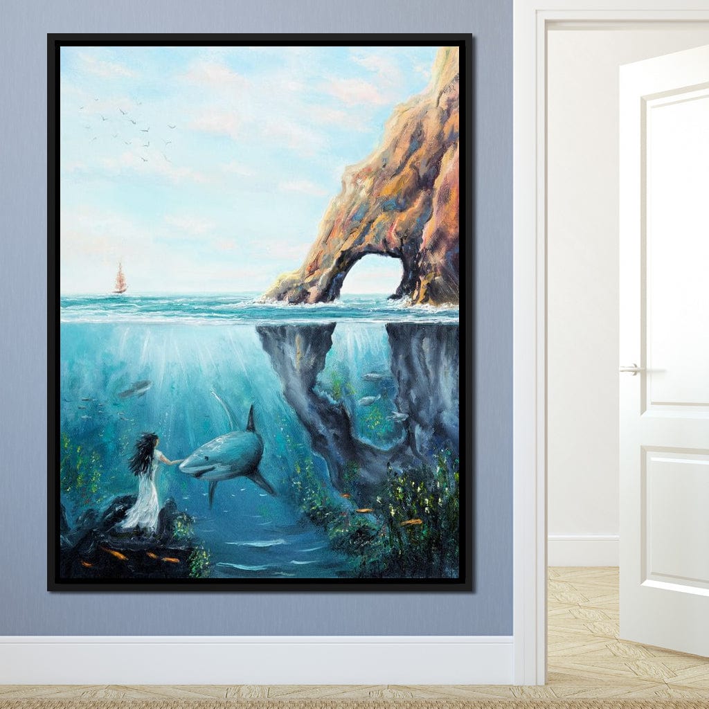 Swimming with the Shark Canvas Wall Art