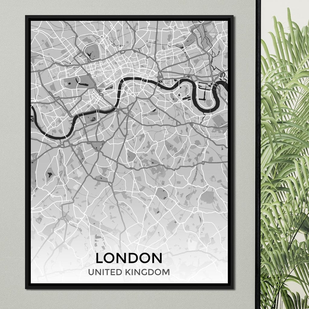 Map of London, UK Canvas Wall Art