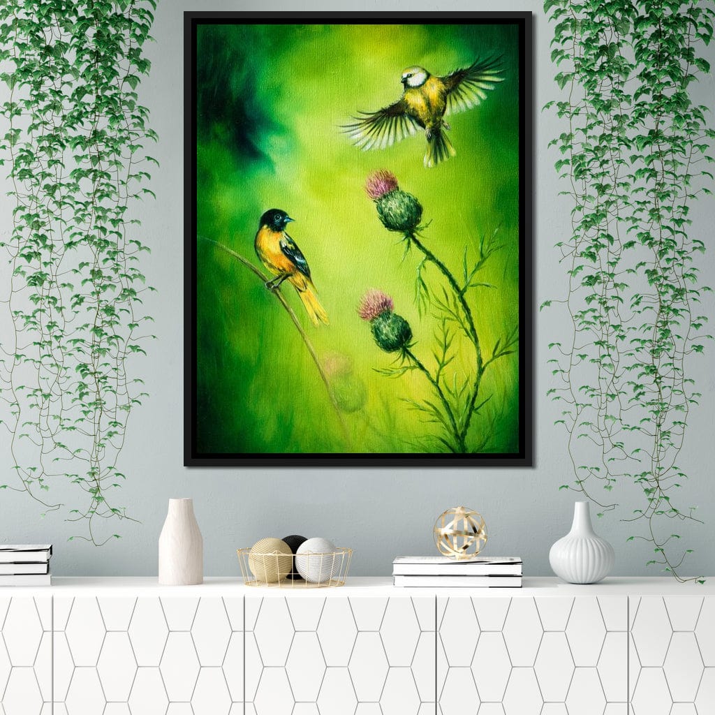 Emerald Songbirds Canvas Wall Art