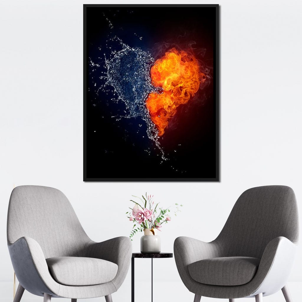 Fire and Water Love Canvas Wall Art
