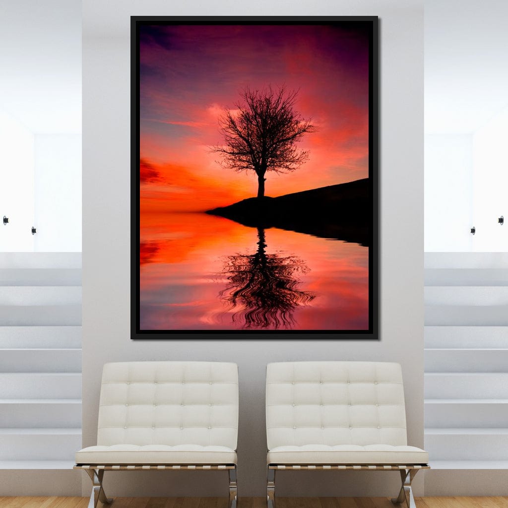 Red Sunset Canvas Wall Art