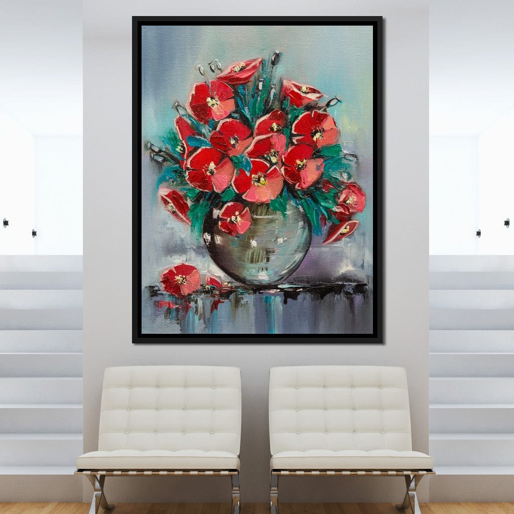 Vase with Poppies Canvas Wall Art