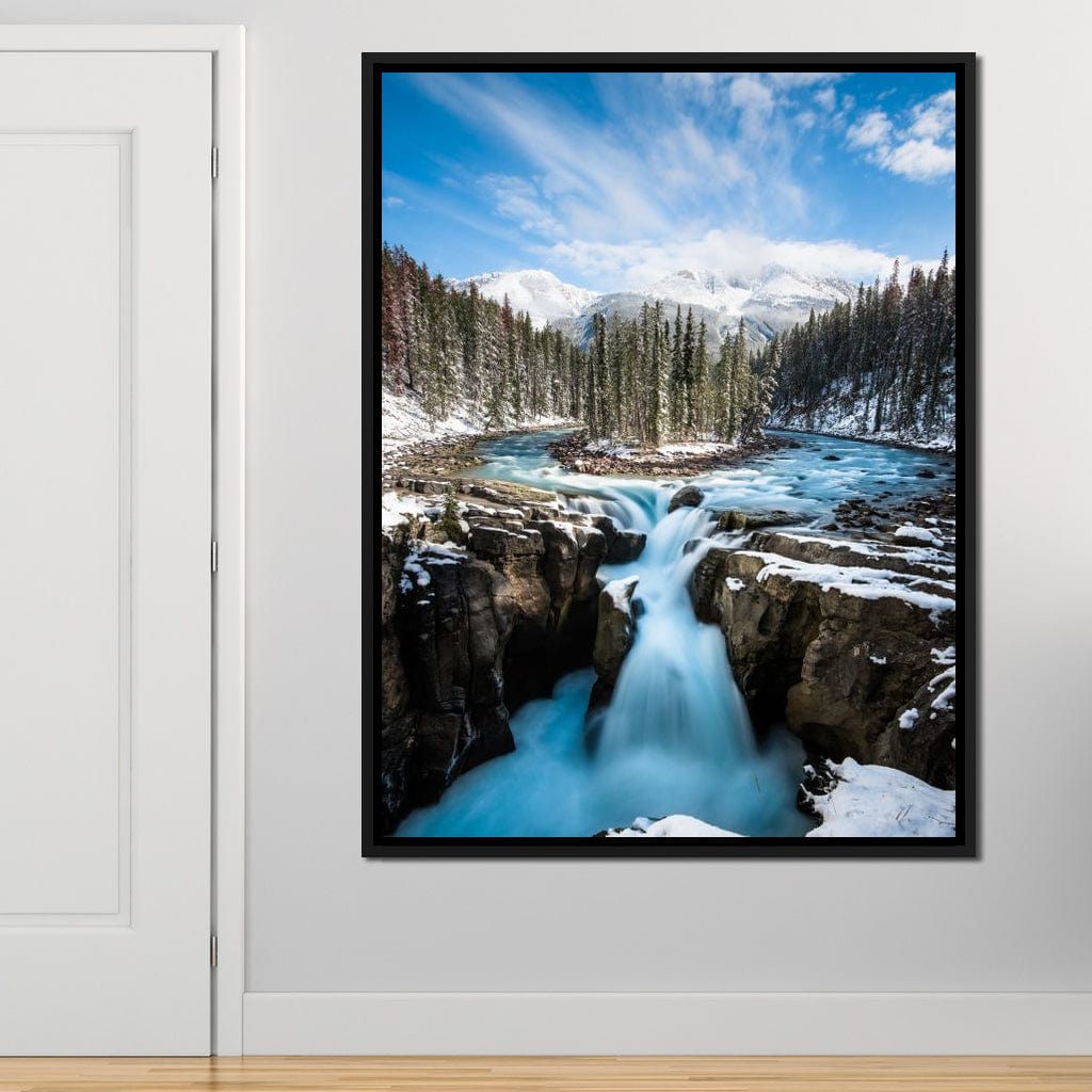 Snowy Sunwapta Falls Canvas Wall Art