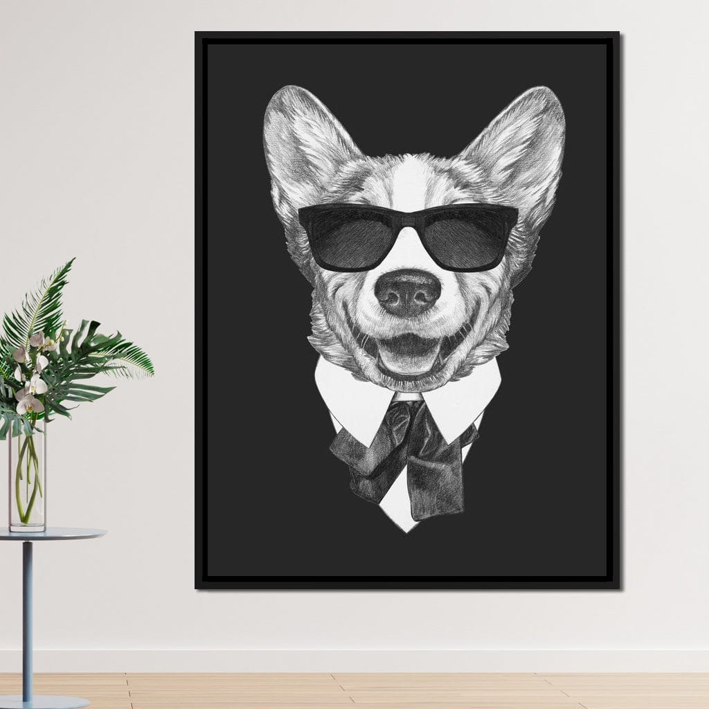 Dressed Up Corgi Canvas Wall Art