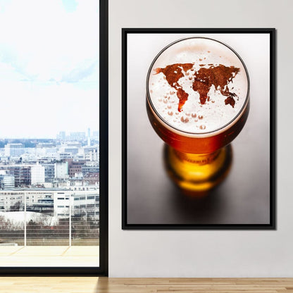 World Map Beer Canvas Wall Art