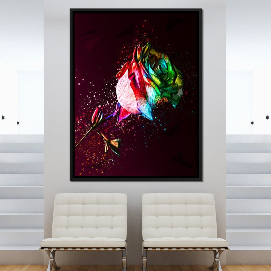 Colored Rose Canvas Wall Art