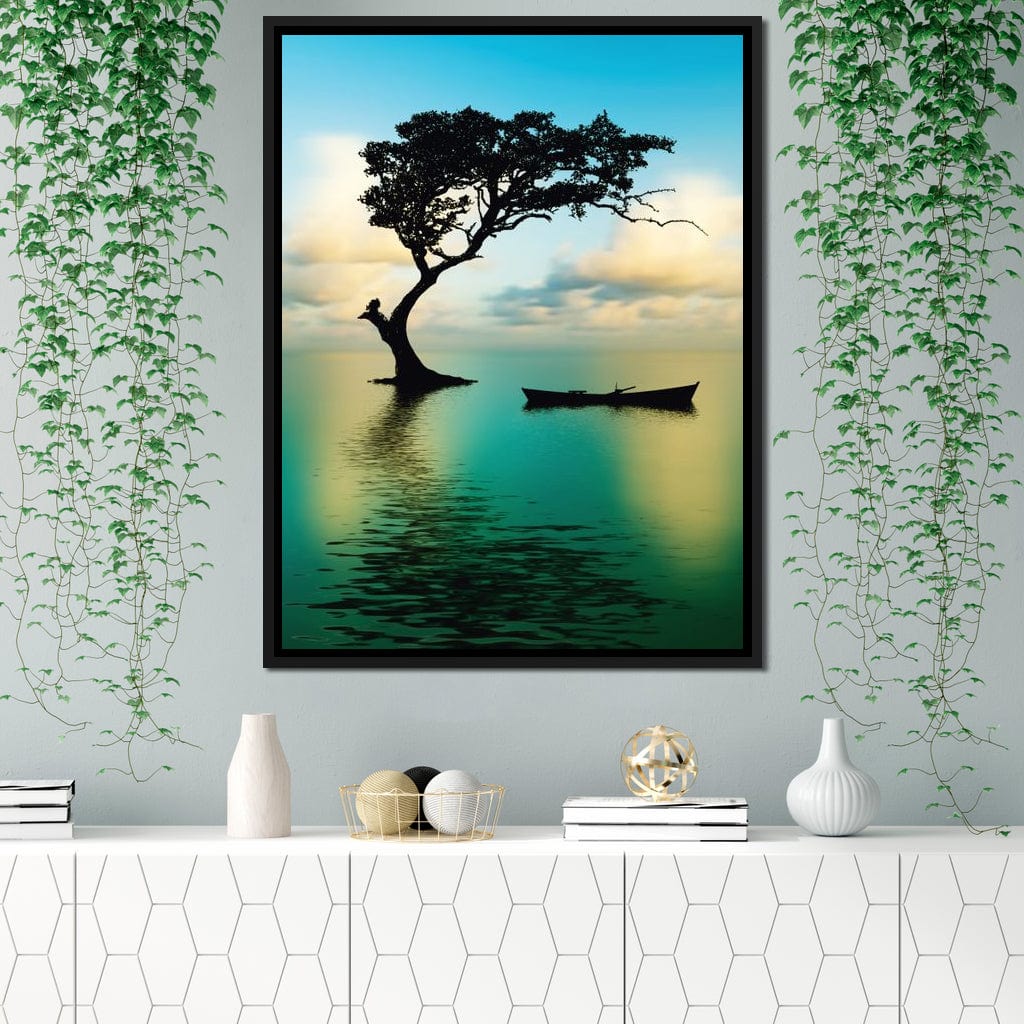 Cyan Tree Canvas Wall Art