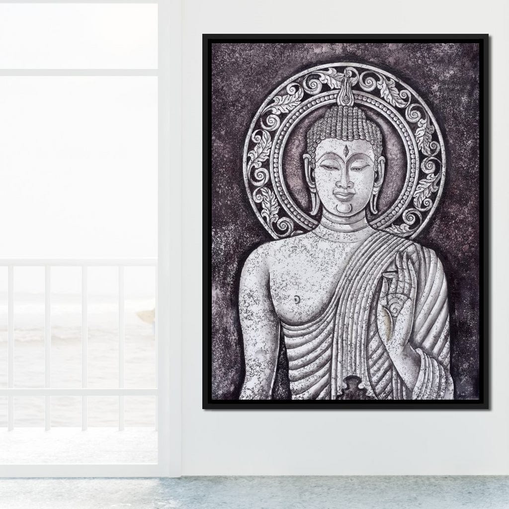 Grey Stone Buddha Canvas Wall Art