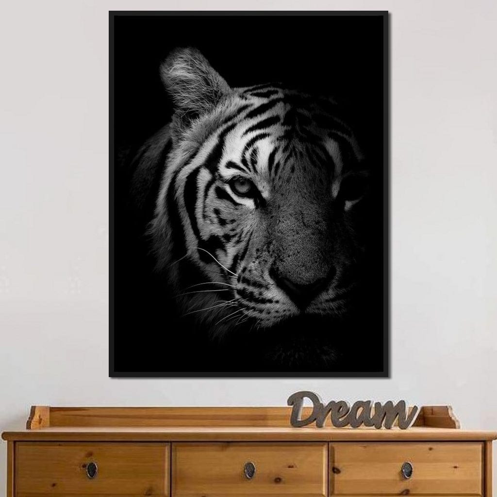 Black and White Fading Tiger Canvas Wall Art