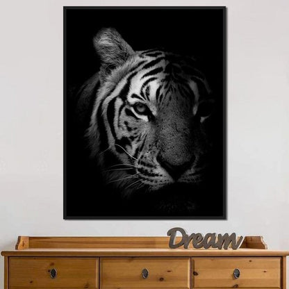 Black and White Fading Tiger Canvas Wall Art