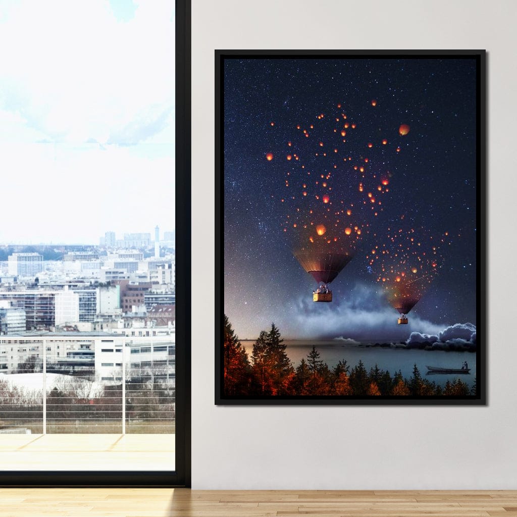 Hot Air Balloon Light Canvas Wall Art