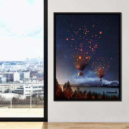 Hot Air Balloon Light Canvas Wall Art