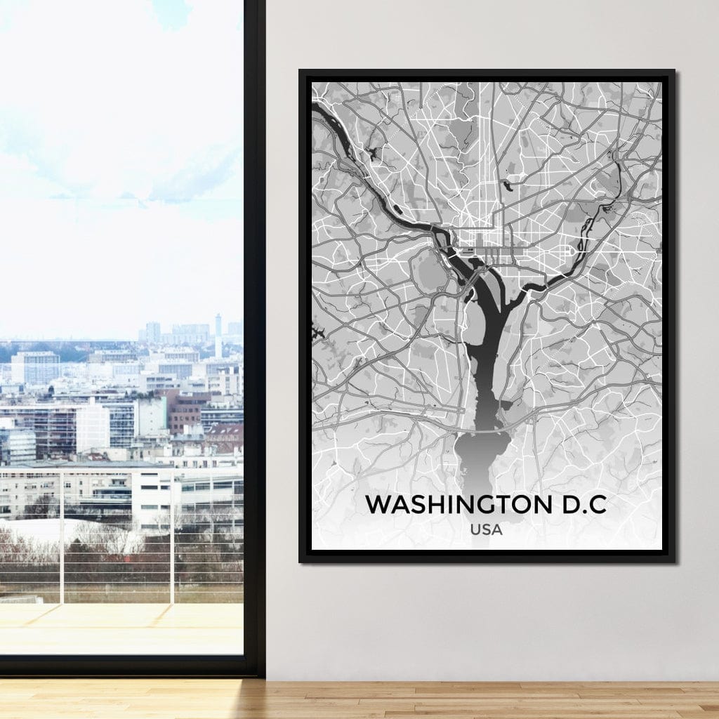 Map of Washington, USA Canvas Wall Art