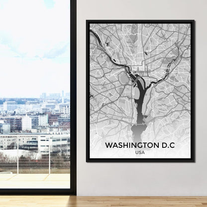 Map of Washington, USA Canvas Wall Art