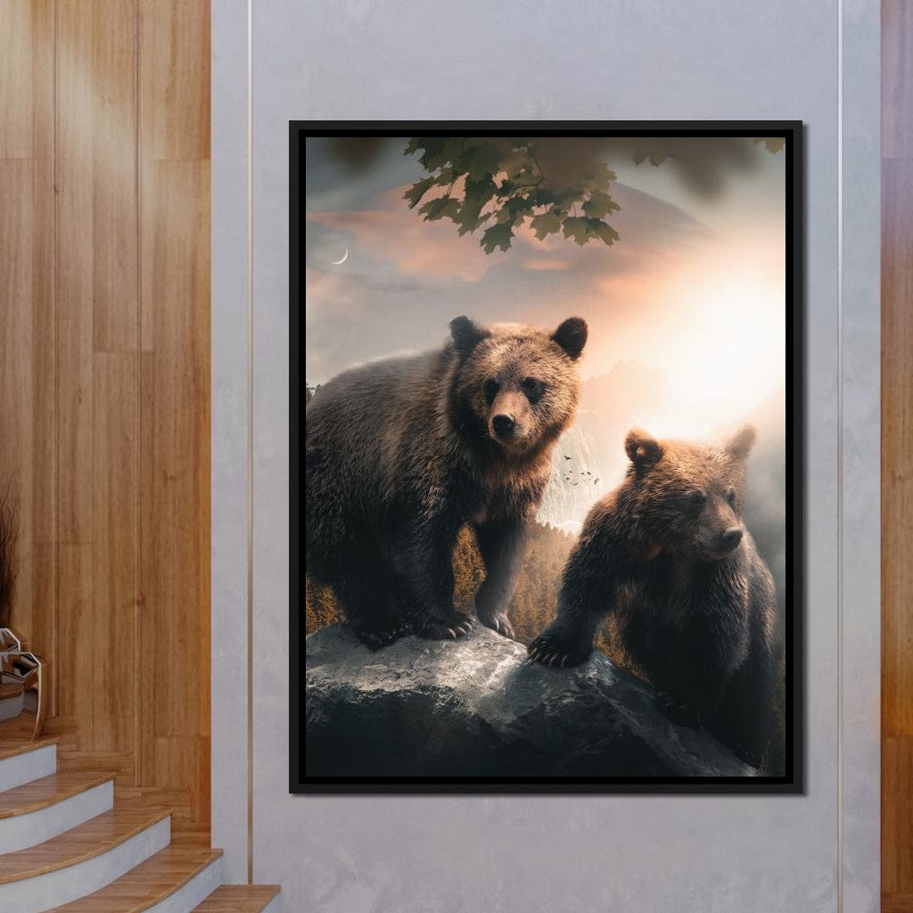 Sunset Bears Canvas Wall Art