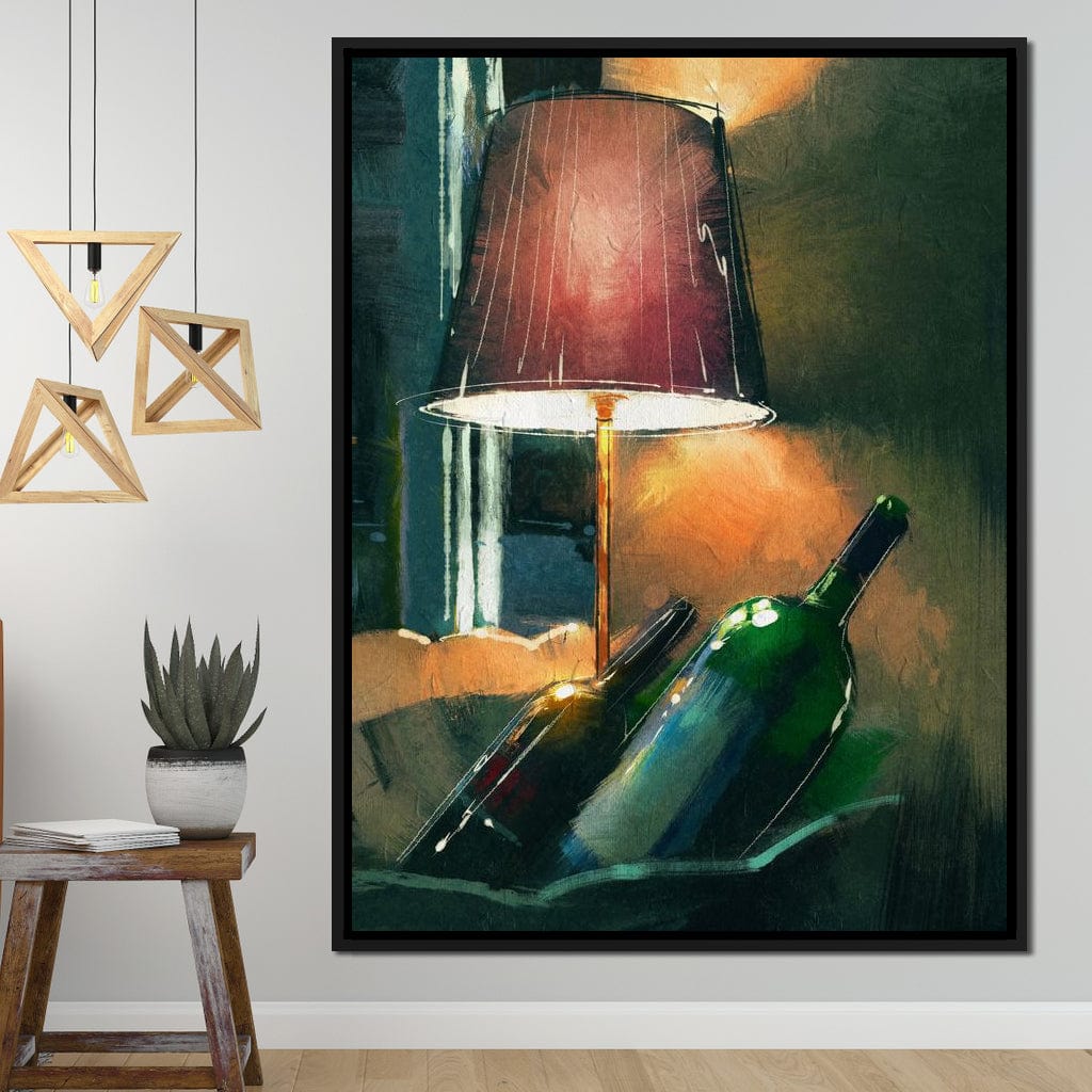 A Couple of Wine Bottles Canvas Wall Art