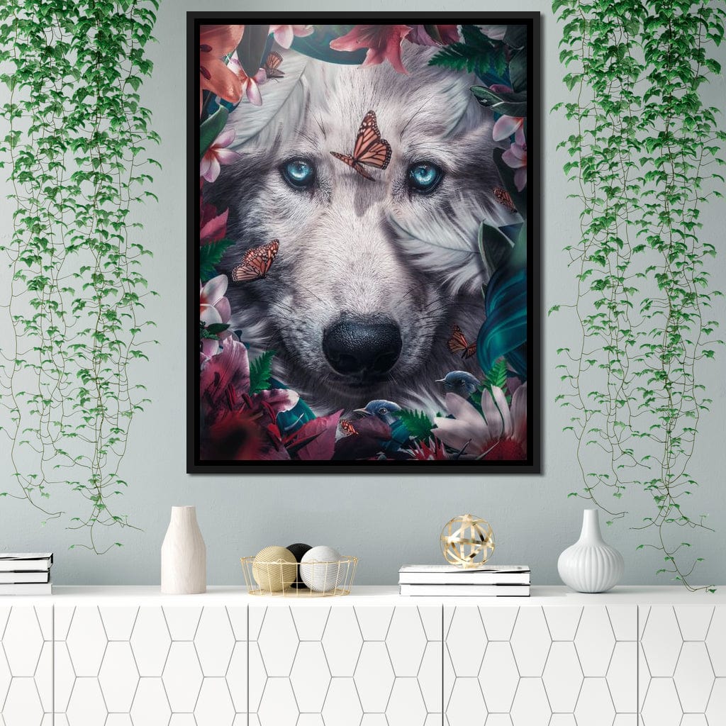 Floral Wolf Canvas Wall Art